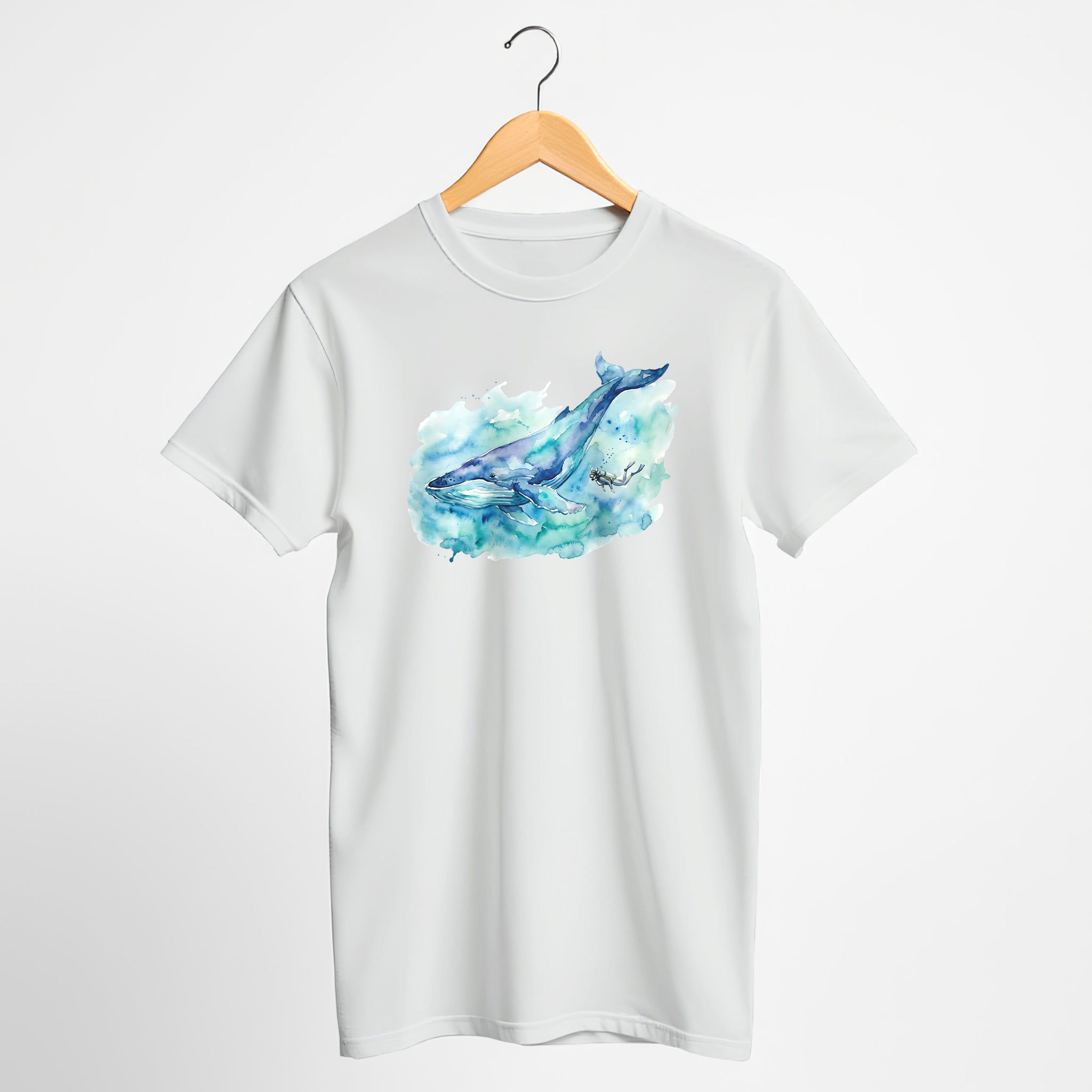 Diver & Whale Watercolor T-Shirt