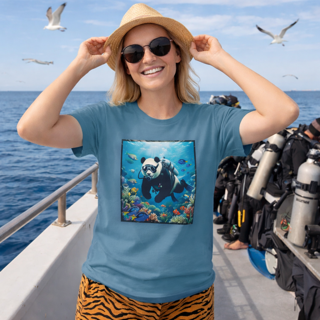 Diving Panda Tee — Cute Scuba Panda Underwater Graphic T-Shirt