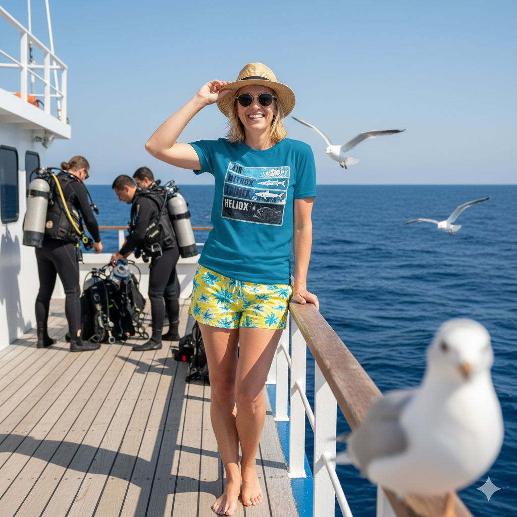 Scuba Gas Depth Tee — "Air, Nitrox, Trimix, Heliox" Dive Shirt