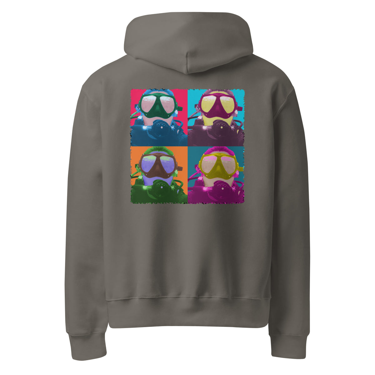 Heavyweight hoodie in asphalt color with pop art design