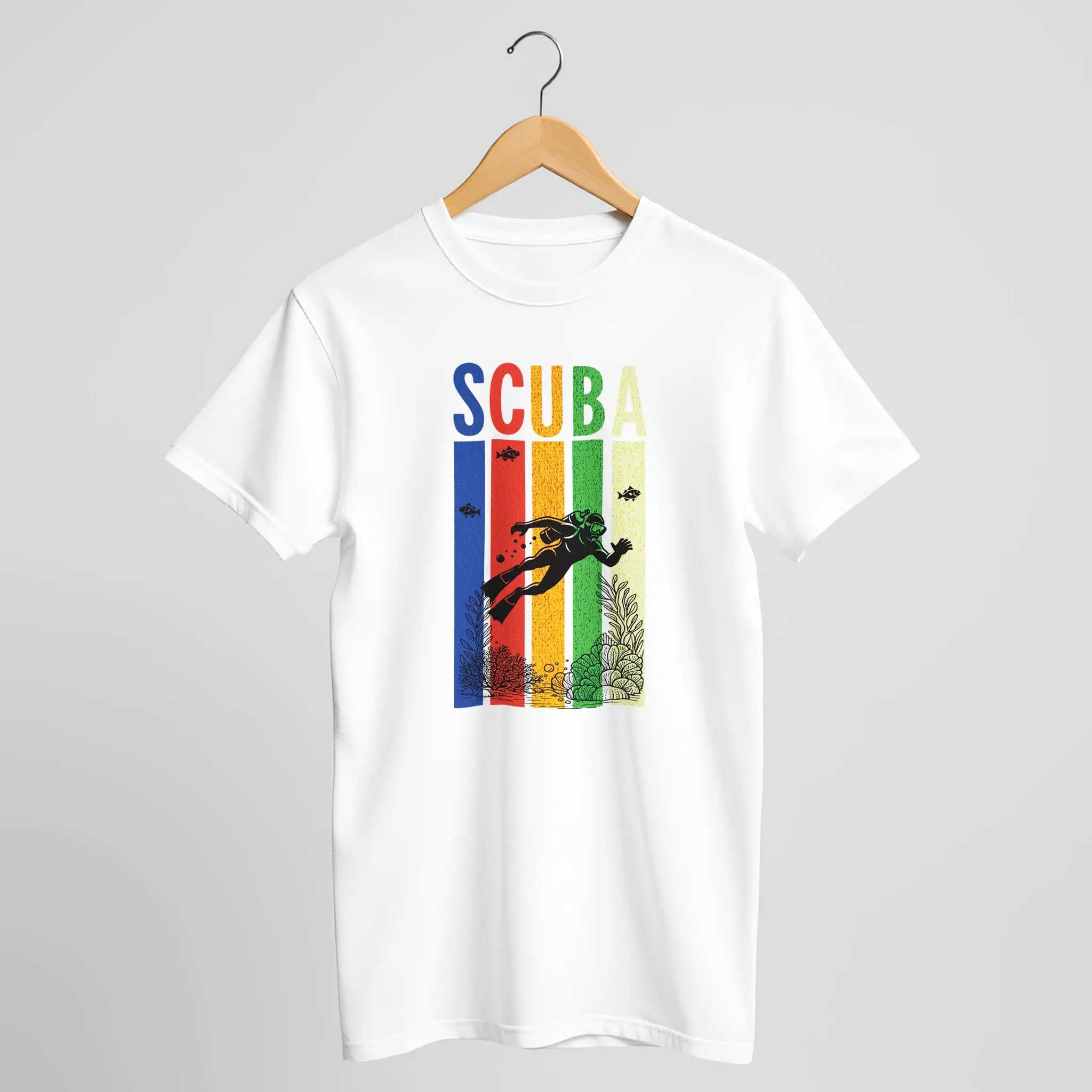 Retro Rainbow SCUBA Diver T-Shirt