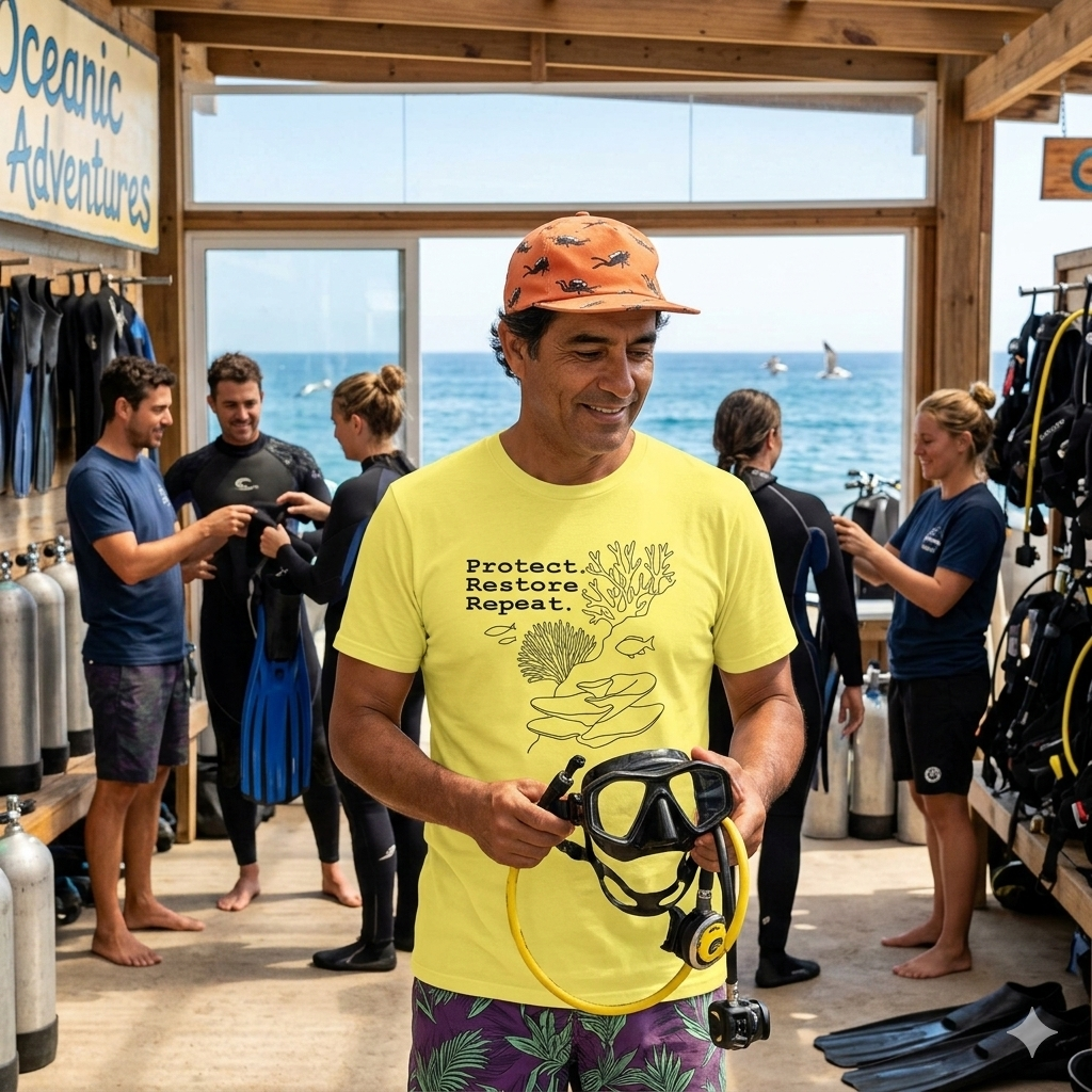 Protect. Restore. Repeat. Coral Conservation T-Shirt